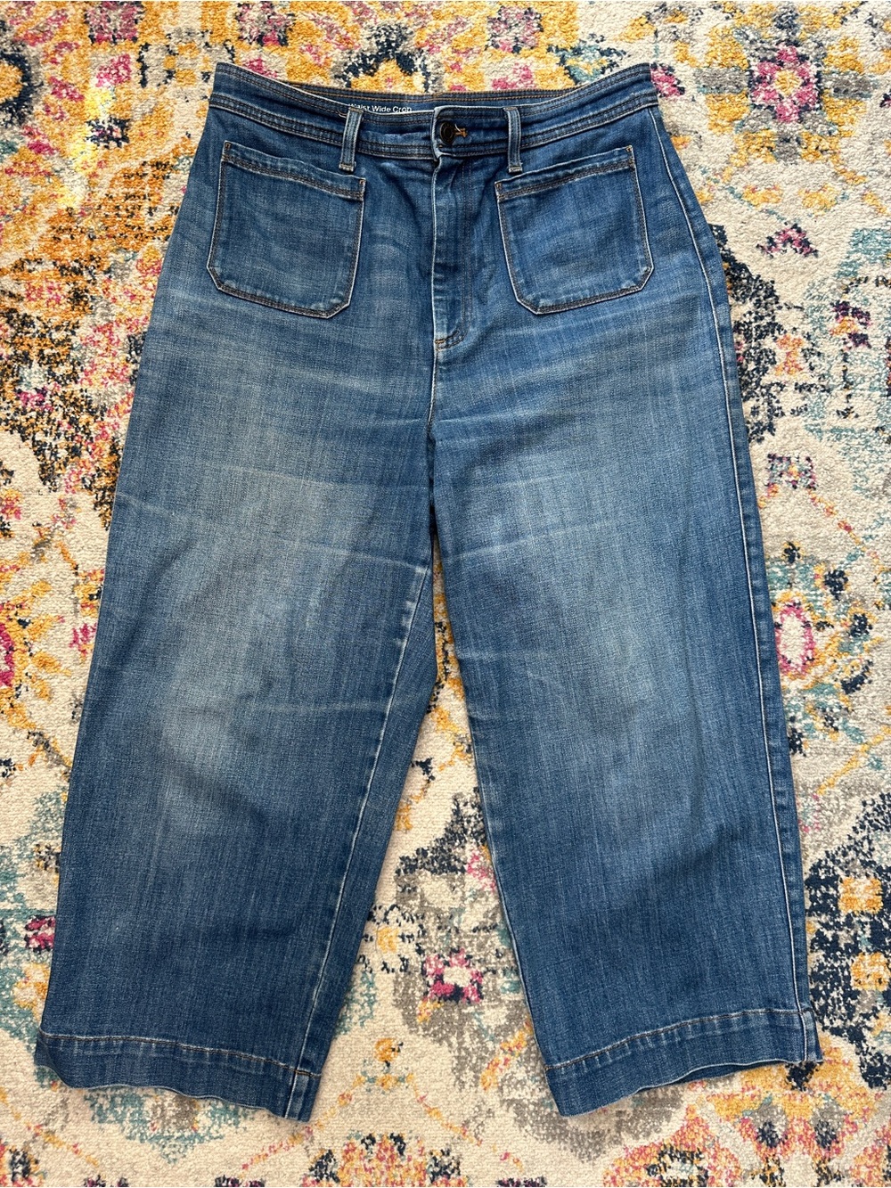 Talbots Flawless High Waist Wide Crop Curvy Jeans Size 10 Denim Patch Pocket